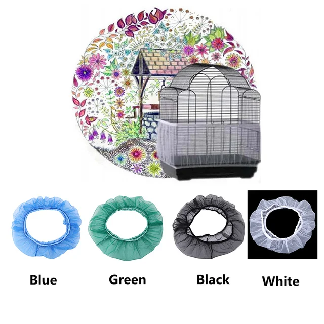 Easy Cleaning Bird Cage Covers Mesh Seed Catcher Guard Bird Cage Net Shell Skirt Dust-proof Airy Mesh Parrot Cage Cover 2 Sizes 3