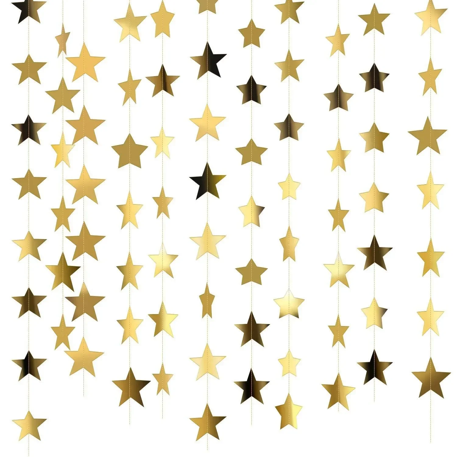 Paper Garland 4M Bright Gold Silver Star String Banners Wedding Banner for Party Home Wall Hanging Decoration Baby Shower Favors
