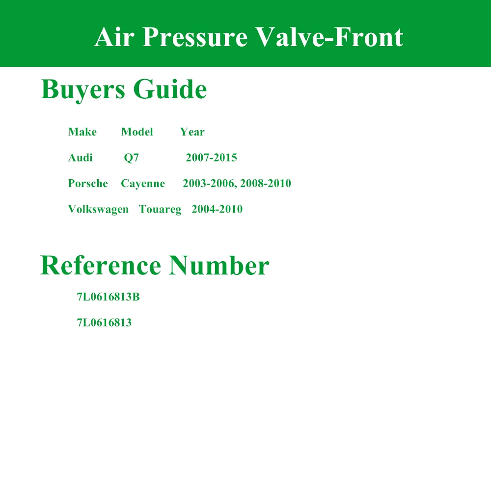 Air Pressure Holding Valve for 03-15 Audi Q7 4L VW Touareg 7L Porsche Cayenne 9PA/955 Front Air Suspension Shock Absorber Strut shock absorber