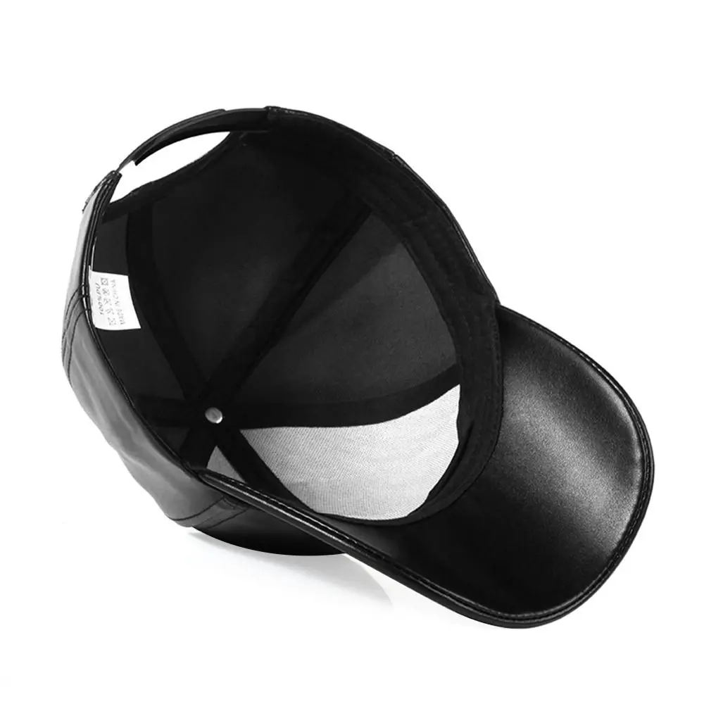 Modische Outdoor-Sport-Leder-Baseballkappen Verstellbare Hip-Hop-Thermomützen Herbst-Winter-Vaterhüte für Männer und Frauen – Detail 11