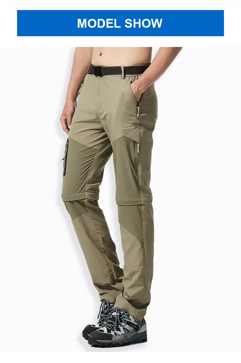Men's Convertible Hiking Pants with Cargo Pockets and Detachable Legs