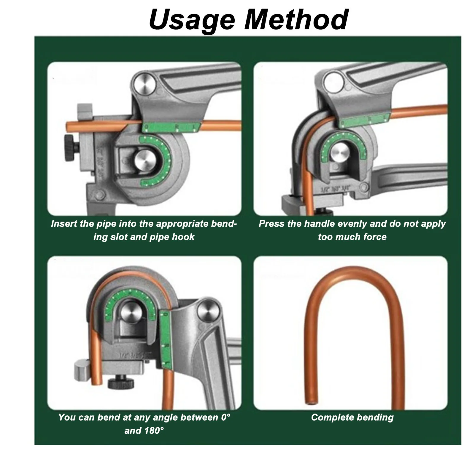 Tube Bender Bar Bending Tools 3 in 1 Pipe Tubing Bender 180 Degree Copper Aluminum Tube Bender for HVAC Refrigeration Repair