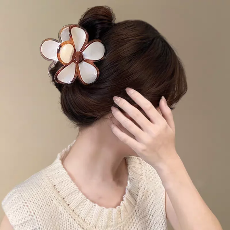 Women Flower Ponytail Hairpin Hair Claw Girls Party Ponytail Temperament Hair Accessories Hair Crab Headwear Korean Hairpin