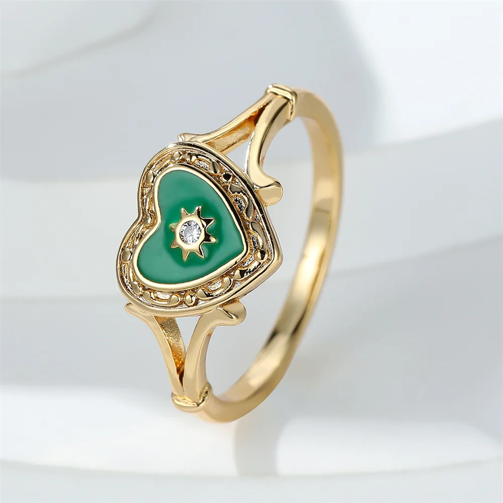 Zircon Rings Stone Rings Fashion Rings Gold Rings Wedding Rings Fashion Ring Finger Rings Metal Rings Love Heart Zircon Ring