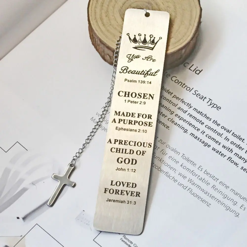 Silver Metal Bookmarks Vintage Jesus Book Marker with Pendant Religious Belief Reading Accessories School Supplies Book Lover