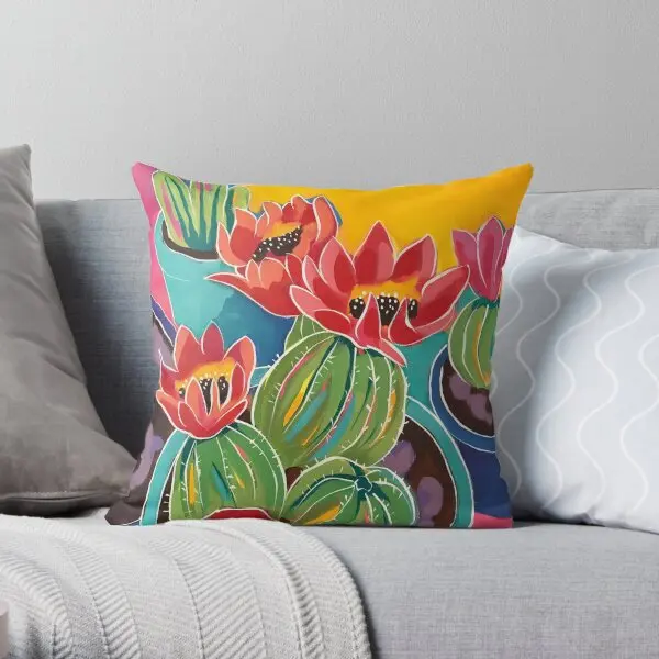 

Potted Blooms Printing Throw Pillow Cover Throw Square Wedding Case Cushion Sofa Fashion Bed Soft Pillows not include One Side