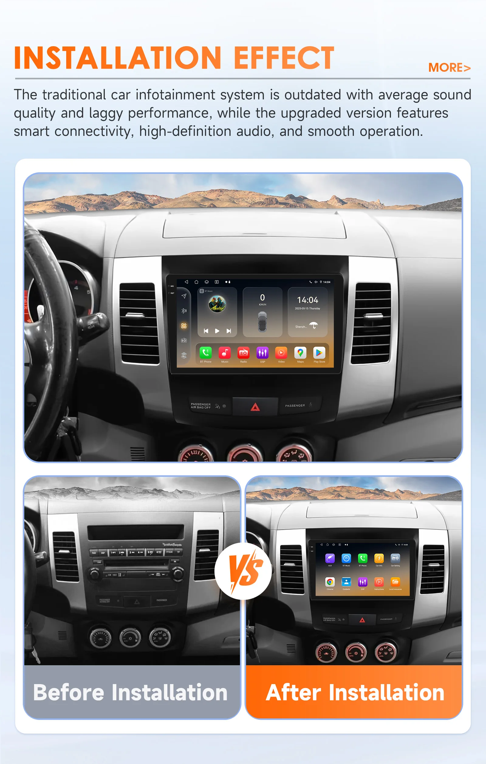 Hizpo AI Android 14 Autoradio für Citroen C-Crosser für Peugeot 4007 für Mitsubishi Outlander Carplay 4G GPS von Snapdragon 6115 – Detail 5