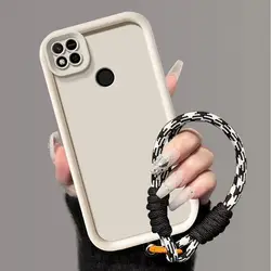 Wrist Strap Lanyard Matte Back Cover - Skin Feel Protection Case for Realme Narzo 30A (White)
