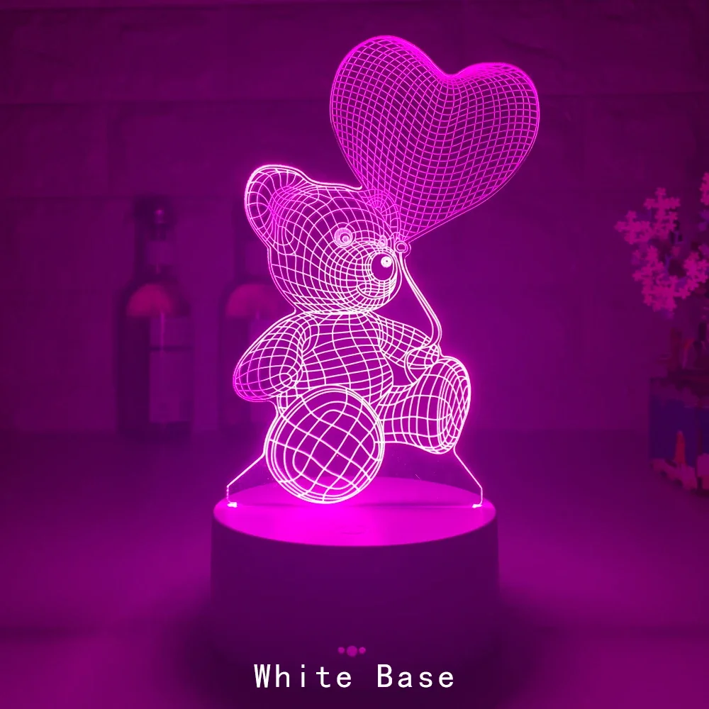 

Love Bear Series 3D Night Light Touch Bedside Lantern USB Wireless Desktop Acrylic Decorative Table Lamp Gift