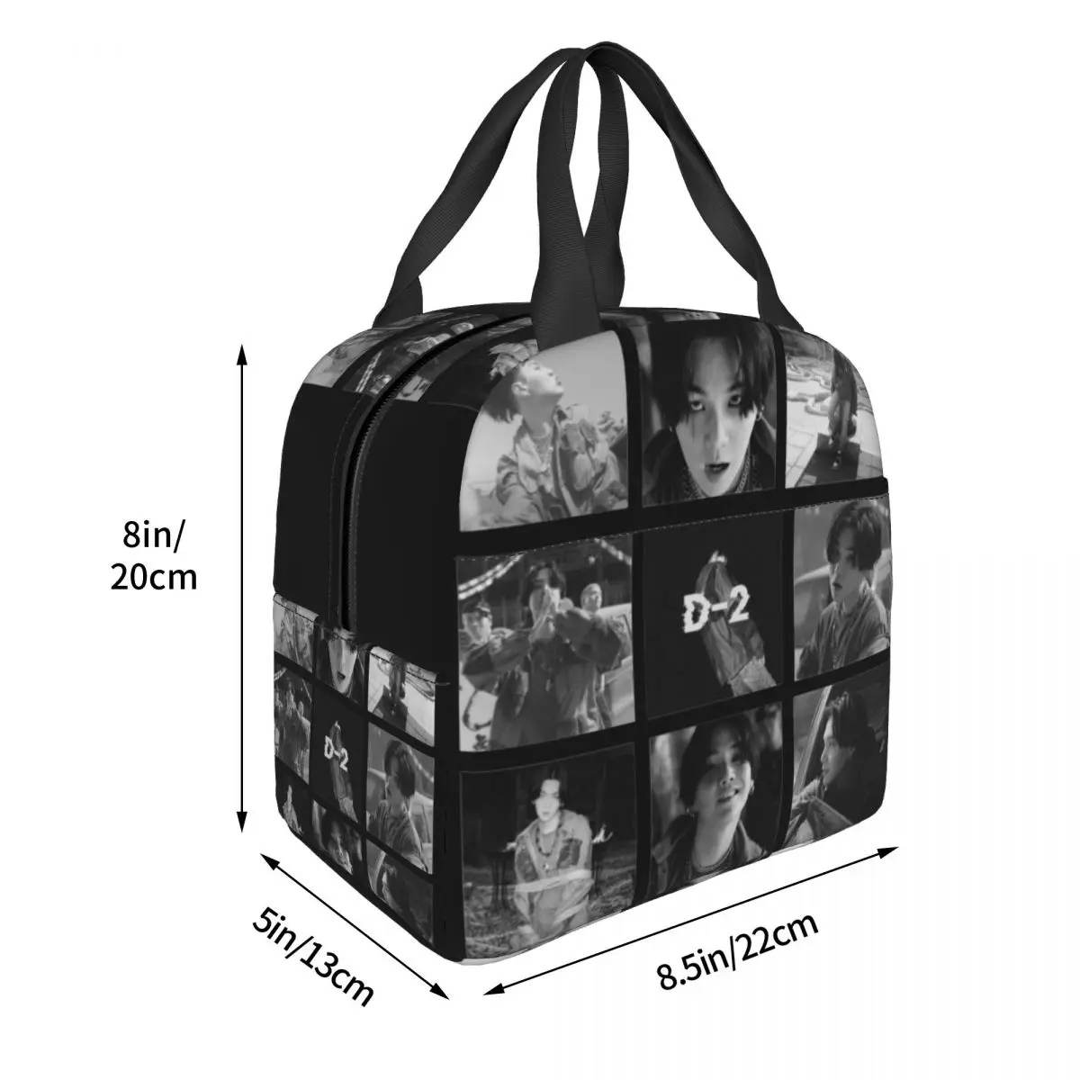 Agust D Collage Insulated Lunch Bags Cooler Bag Lunch Container Kpop Portable Tote Box Food Storage Bags Office Outdoor
