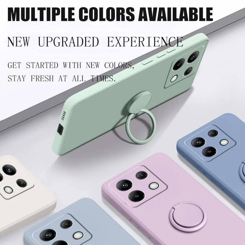 Magnetic Ring Liquid Silicone Phone Case - Sleek Protective Cover