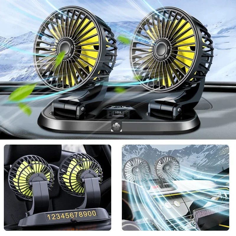 Car 5V 12V 24V Fan Cooling Car Fan Dual Head Usb Car Fan 2 Speeds Adjustable Auto Cooler Air Fan Car Accessories Wind Regulation 1