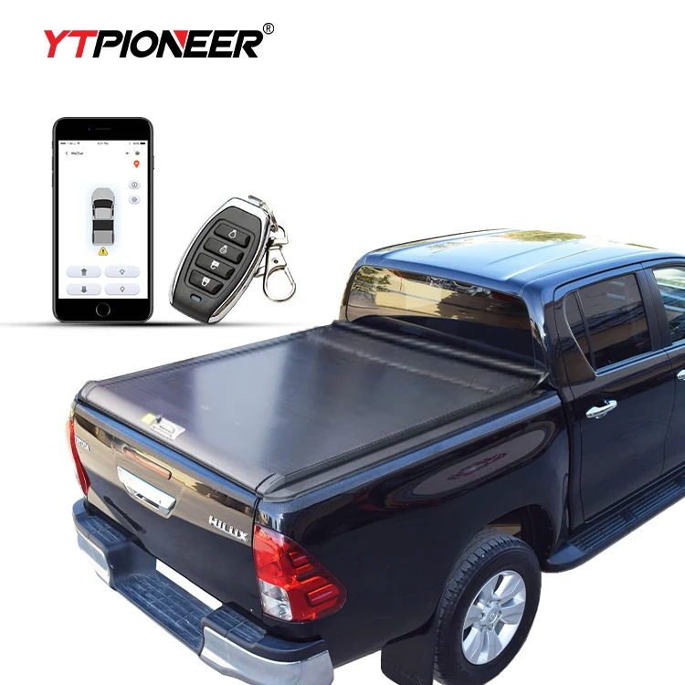 

YTPIONEER Truck Bed Cover Aluminum Hard Retractable Pickup Electric Tonneau Cover For toyotas Hilux Revo 2005-2023 Black 2 Years