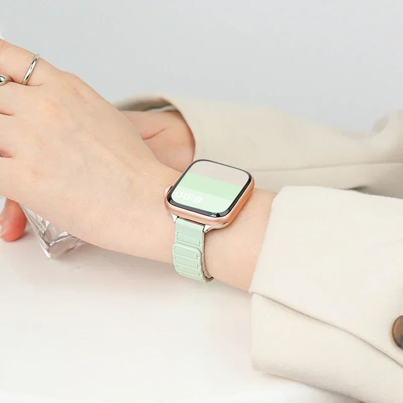 Women's Slim Silicone Magnetic Bracelet Watch Band with Strap