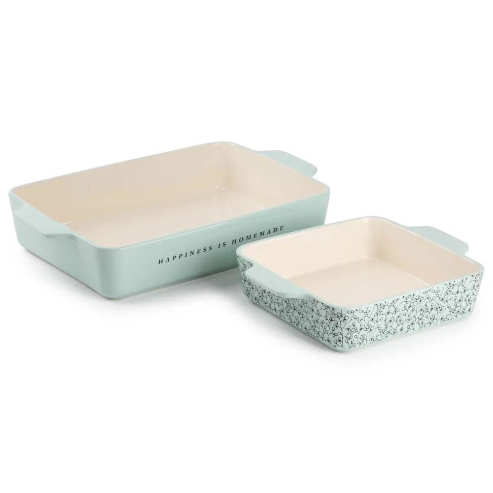 

Stoneware Square & Rectangular Baker, Green, 2-Piece Set