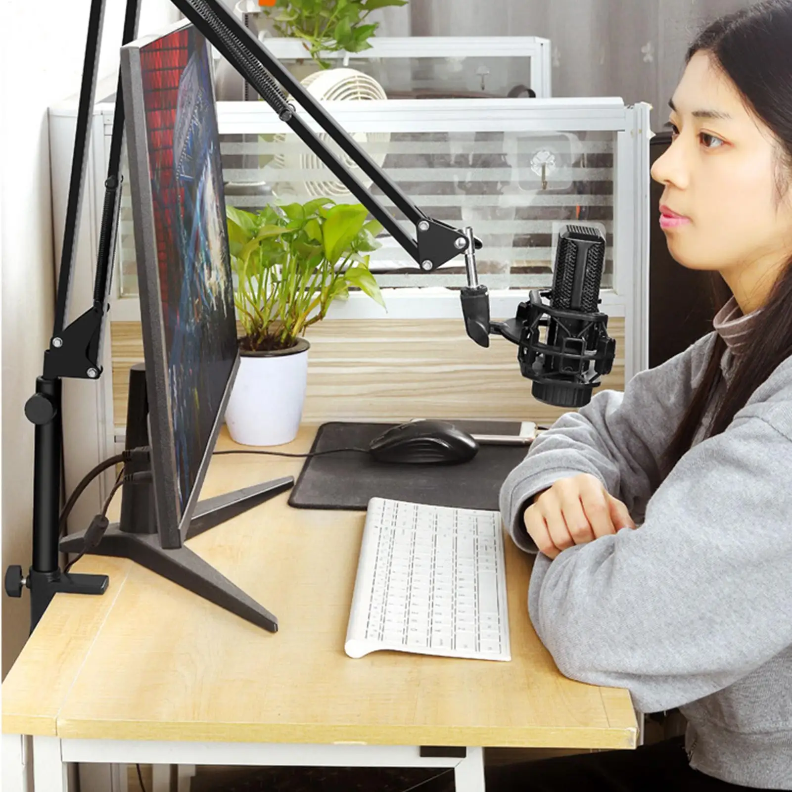 Microphone Stand Extension Arm Microphone Stand Adapter Mount Holder Accessories For Podcast Music Recording Interview