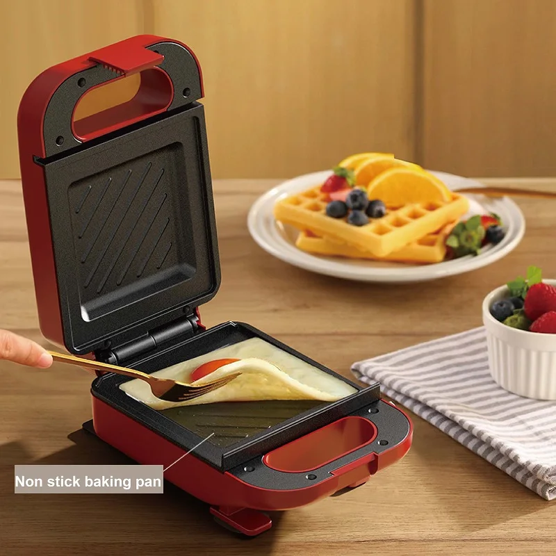 220V Electric Sandwich Maker Kitchen Waffle Maker Automatic Edge Banding Non-sticky Toaster Multifunctional Breakfast Maker 650W 6
