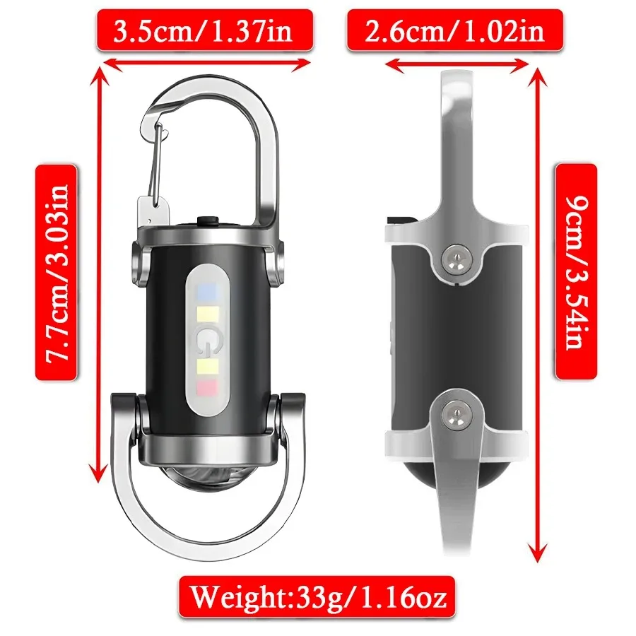 Wiederaufladbare Schlüsselanhänger-Taschenlampen, multifunktionales COB-Arbeitslicht, 6 Modi, Notfall-Schlüsselanhänger-Licht zum Gehen, Suchen, Wandern – Detail 12