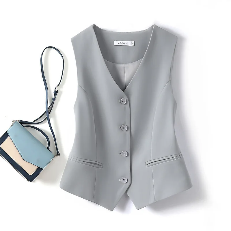 Women vest #0723 Short Blazer Vest Women Single Breasted Office Vest Coat Thin Short Female Outerwear Spring Summer