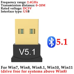 Dual-Band USB Bluetooth Adapter Wireless Dongle (BT 5.1)