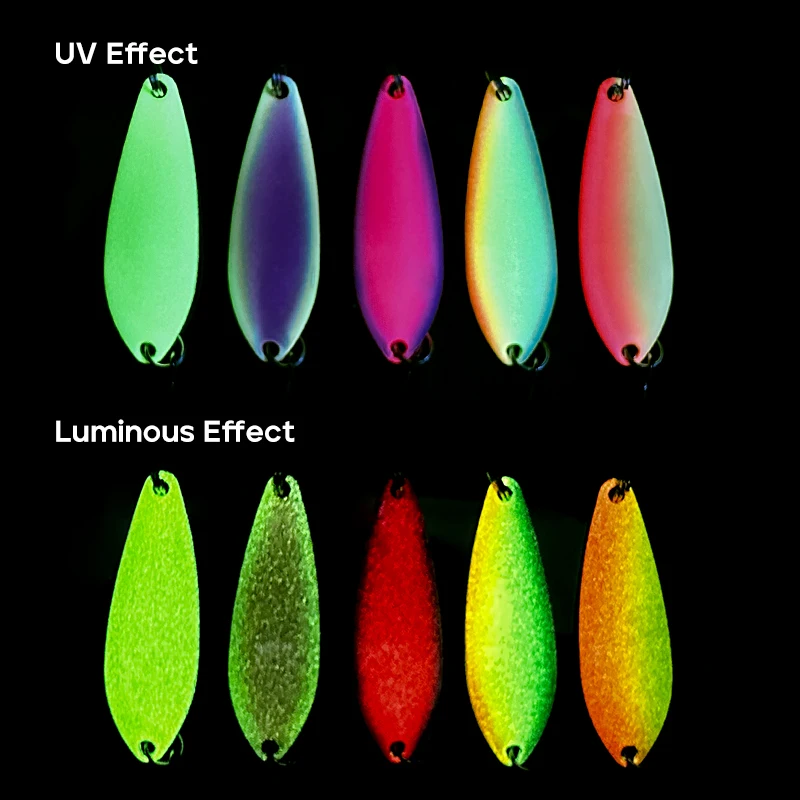 5Pcs/set Metal Spoon Bait Fishing Lures 2.5g 3.5g Sinking Spinner Luminous UV Coat Stream Metal Jiig Trout Bass Pesca Tackle