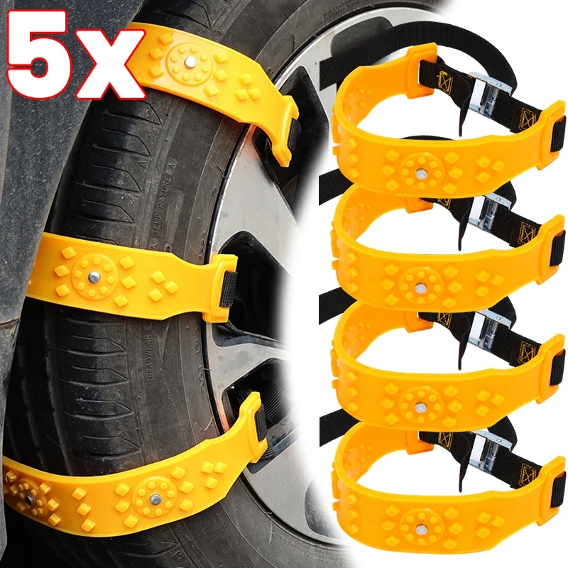 Car Snow Chains Winter Auto Motorcycle Bicycle Tire Anti-skid Bull Tendon Steel Nail Chain Adjustable Length Car Emergency Tools