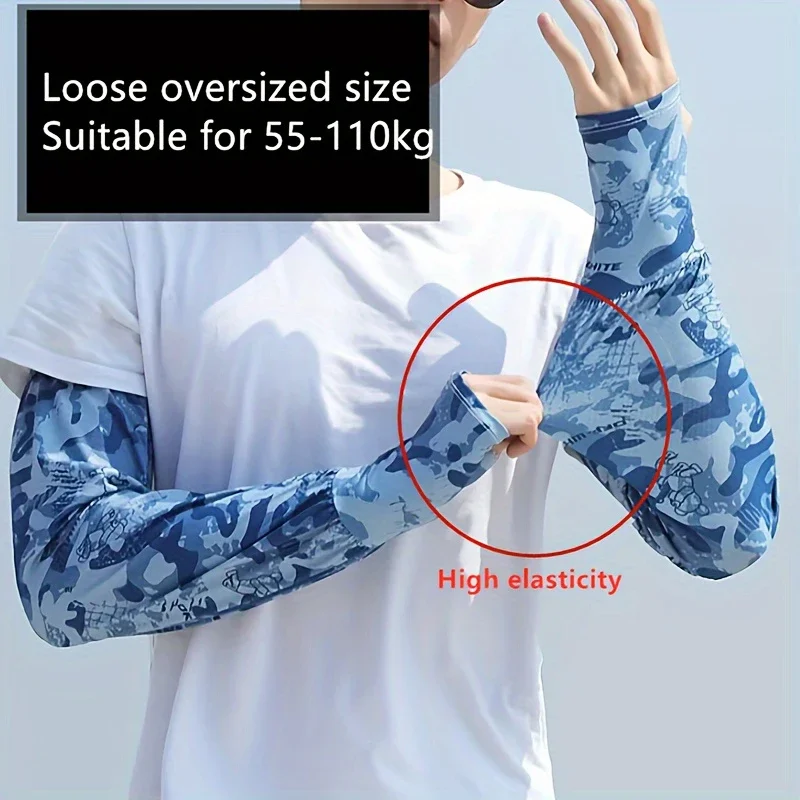 Men's Summer Sunscreen Arm Protection Ice Sleeves for Outdoor Sports Washable Camo Protective Ice Cool Sleeve Cover Sunscreen