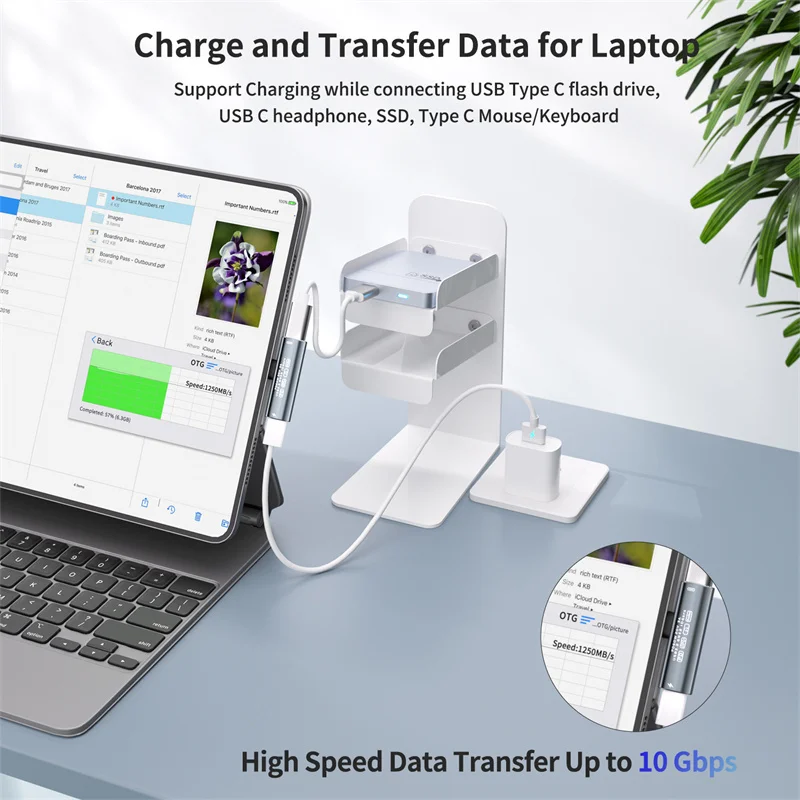 2in1 USB C Charge Audio Splitter Adapter Type C to Dual Type Converter Cable PD 60W USB3.2 10GBps for Huawei Samsung Xiaomi