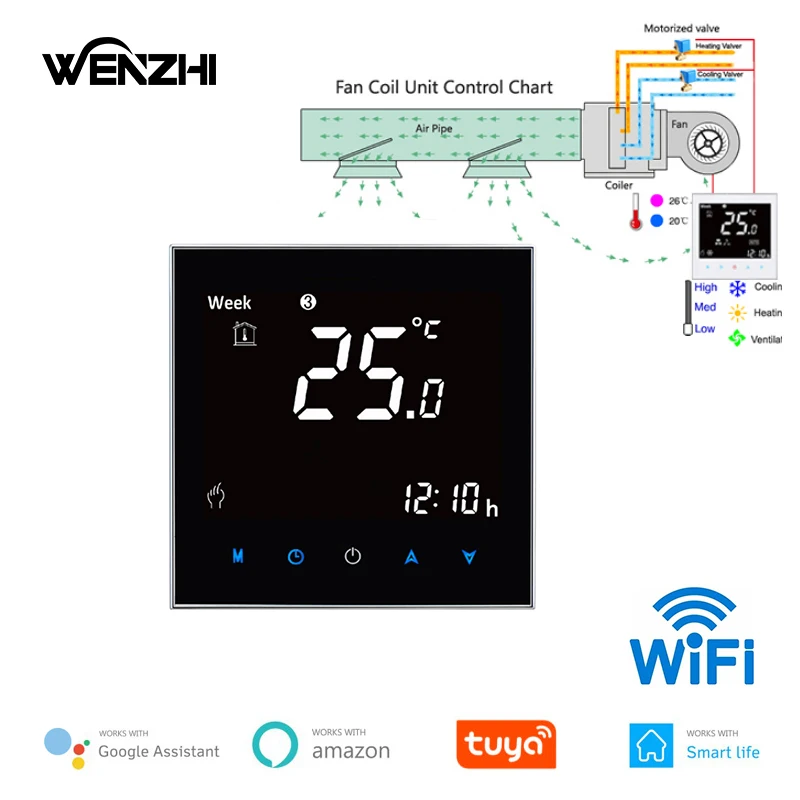 Wifi Air Conditioning Thermostat Fan Coil Unit Digital Temp Conditioner Controller 110v 220v