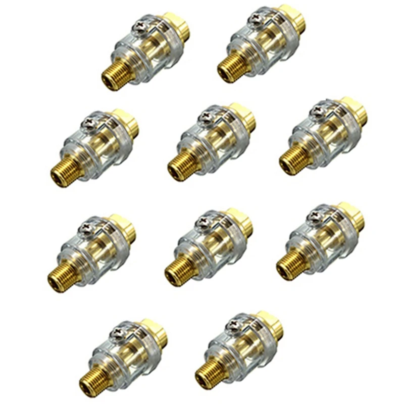 

10Pcs Mini Oiler Pneumatic Tool Accessories- 1/4Inch NPT Oiler Oil Lubricator For Air Compression Air Tool Oiler -Yellow