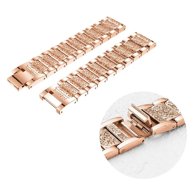 TRUMiRR Watch Band for Fossil Women's Gen 6 42mm / Gen 5e 42mm, 18mm Crystal Diamond & Stainless Steel Watchband Feminine Jewelry Strap for Fossil
