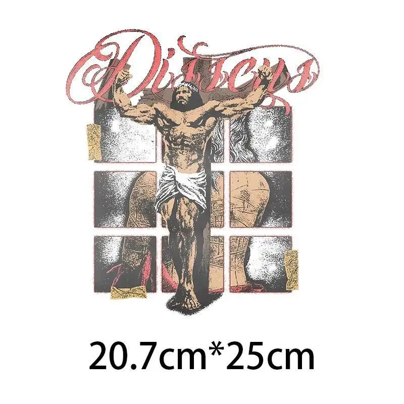 25cm 예수 기도 사랑 열전사 스티커 다리미로 옷과 캔버스 가방에 부착 DIY 장식 기독교 의류