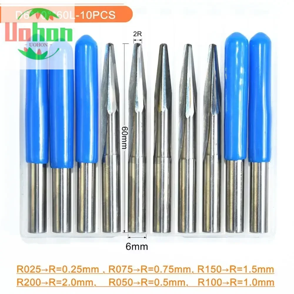 

6mm*60L,10pcs,Free shipping Taper Ball nose Cone End Mill,CNC milling Cutter,Solid carbide tool,woodworking router bit