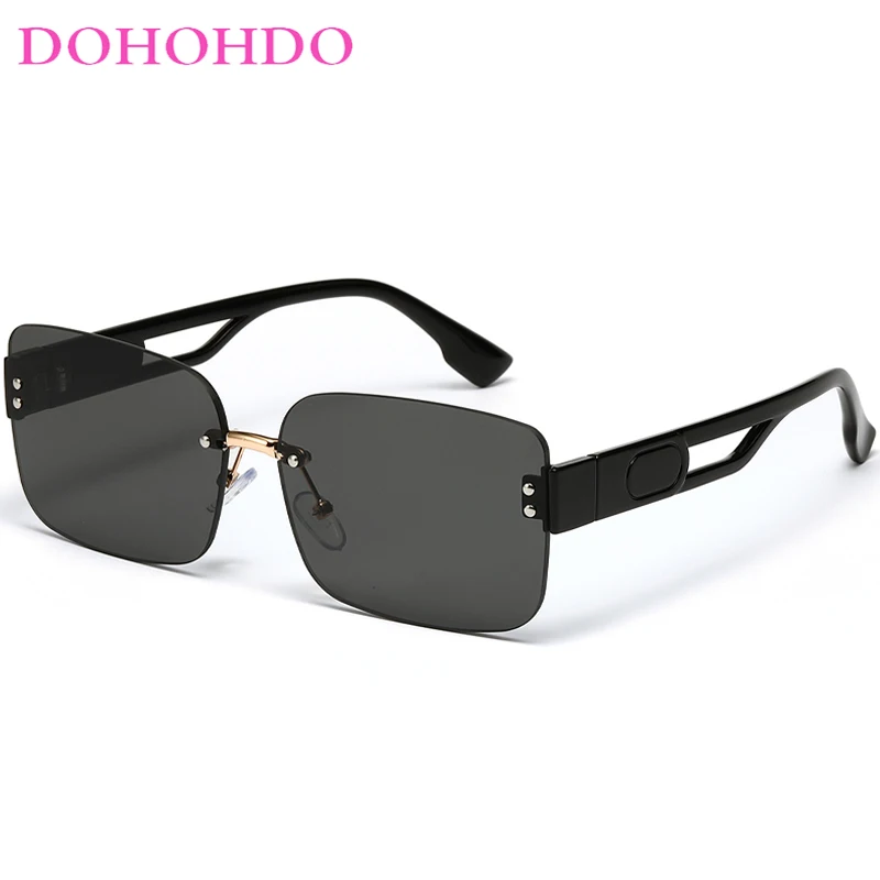 

DOHOHDO Retro Rimless Men Rectangular Glasses Women Diamond Cut Vintage Sun Glasses Classic Vintage UV400 Outdoor Oculos De Sol