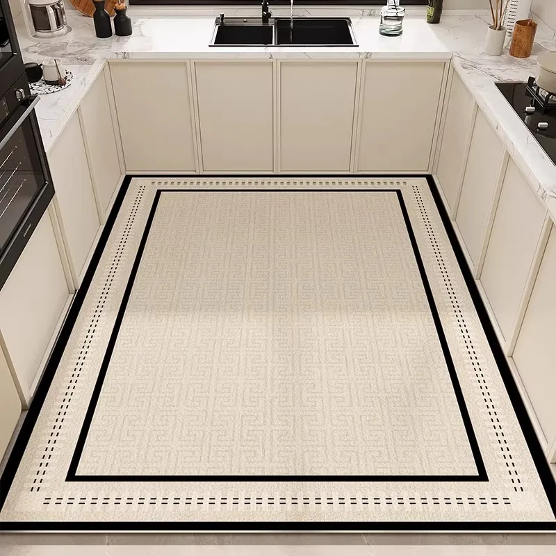 PVC Kitchen Floor Mat Modern Minimalist Design Luxury Oil-proof Waterproof Bathrooms Carpet Wipeable No-clean Balcony Rugs Tapis