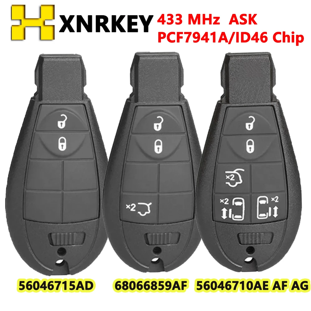 Xnrkey 2/3/5B 433Mhz Telecomando Smart Key Fob Per C-Hrysler Jeep Dodge Grand Caravan Durango Charger Journey Con Chip Id46/7941A