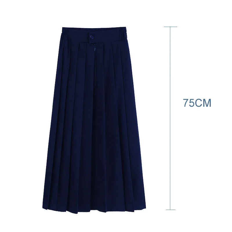 Japanese Schoolgirl Skirt Japanese School Uniform Elastic Waist Japanese Student Girls School Uniform Solid Color Suit Pleated Skirt Short/Middle/Long High School Dress