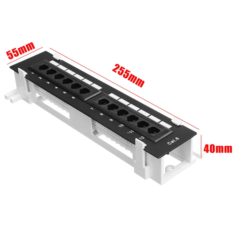 Network Tool Kit 12 Port CAT6 Patch Panel RJ45 Networking Wall Mount Rack with Wall Mount Bracket - 6