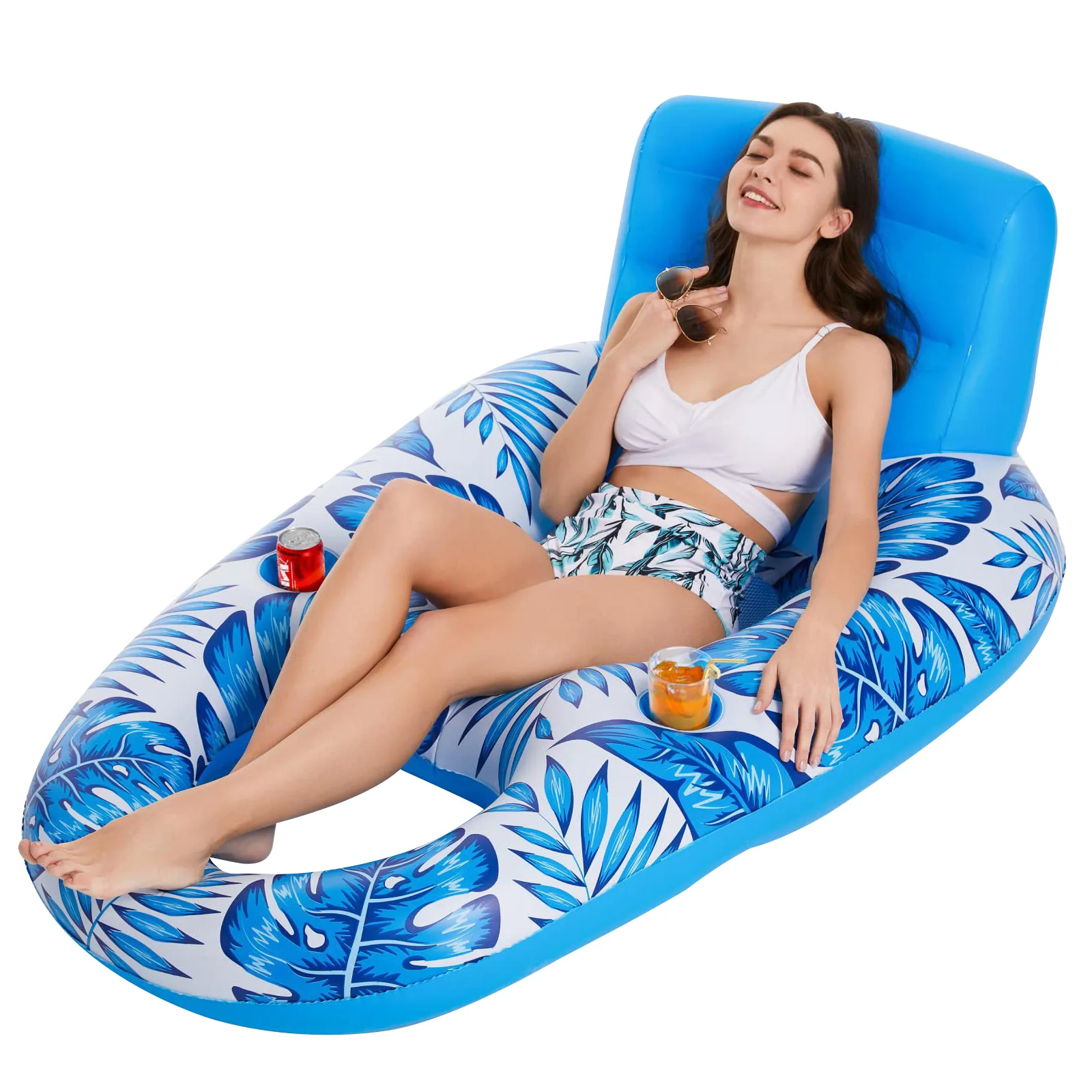 Inflatable Pool Float Chair Multifunctional Pool Floating Backrest Chairs Portable Foldable Swimming Accessories