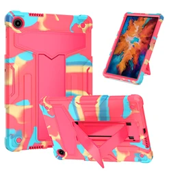 Universal Armor Case with Kickstand - Heavy Duty Shockproof 3 - Layer Protection for K10C 2025 TB311FU (Rainbow - Rose Red)