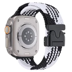 Braided Durable Nylon Strap for 46mm 44 - 45 - 49MM (Black white)