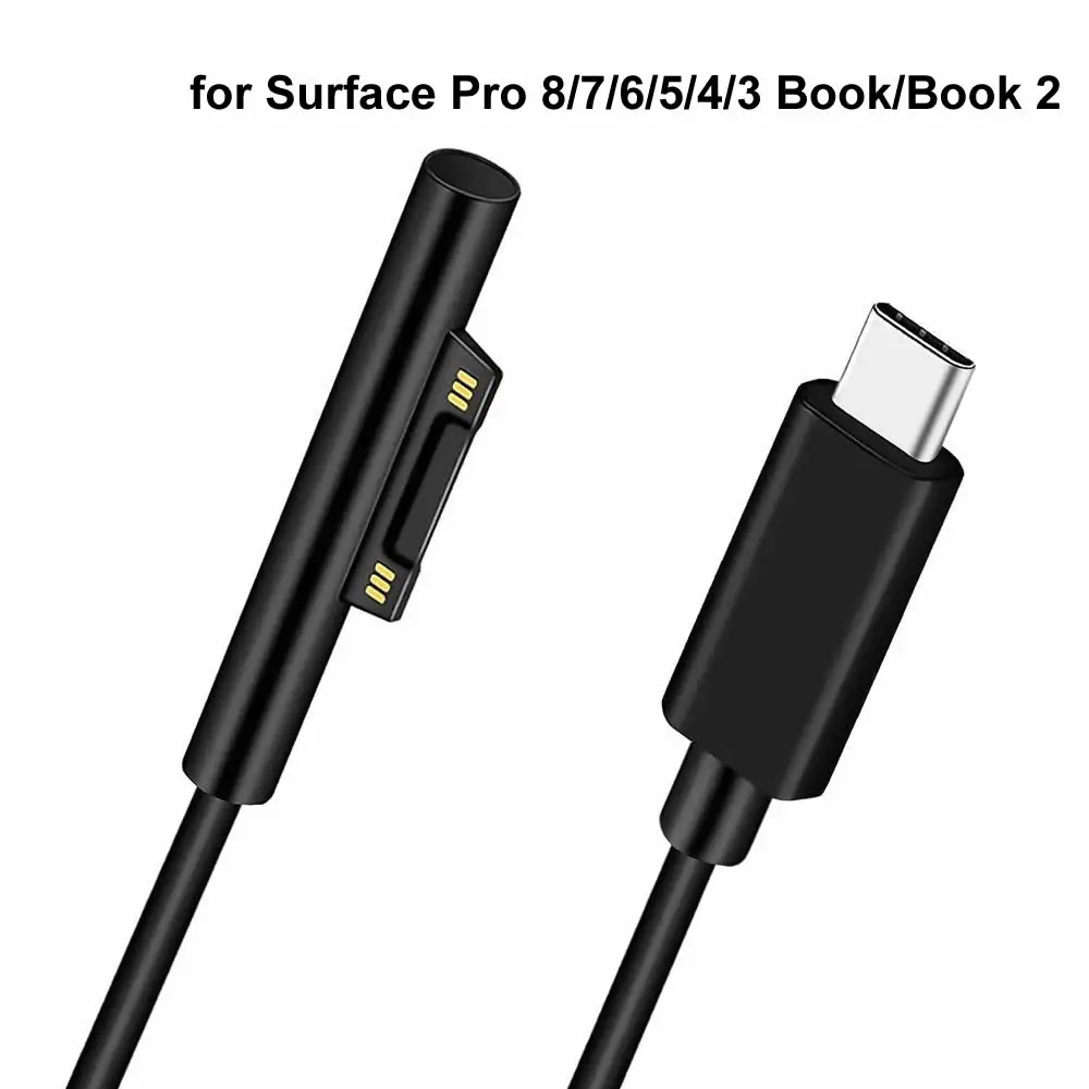 Adaptador de cargador de fuente de alimentación tipo C de 15V 3A Cable de carga USB C PD para Microsoft Surface Pro 8/7/6/5/4/3 Laptop Book 3/2/1 GO