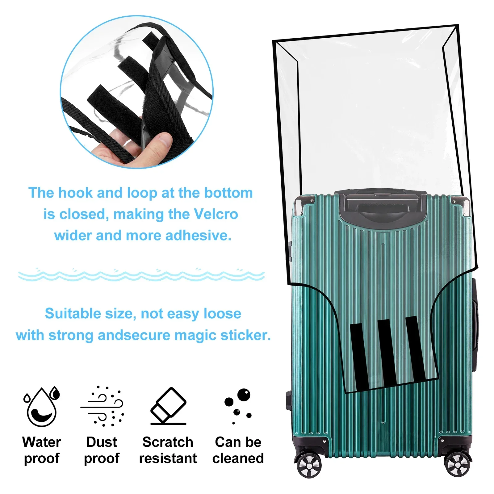 NEW PVC Luggage Cover Clear Suitcase Cover with Handle Opening 15.7&times;33.9 Inch Transparent Travel Luggage Protector