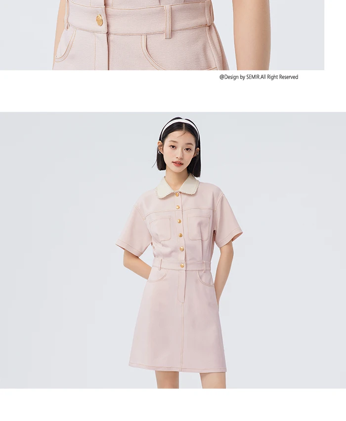 Dress Women's Lace Doll Collar Summer New Texture Topstitch Dress