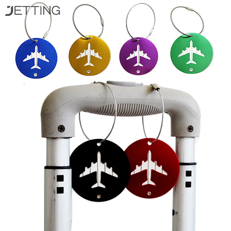 

Самолеты из алюминиевого сплава, круглые бирки для багажа, дорожные аксессуары для женщин или мужчин, бирка для удостоверения личности, для чемодана, багажа