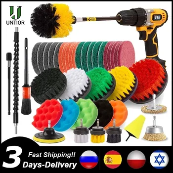 UNTIOR – ensemble de fixation de brosse pour perceuse électrique, brosse à récurer électrique, polisseuse de voiture, Kit de nettoyage de cuisine et de salle de bains, outils de nettoyage de toilettes 1