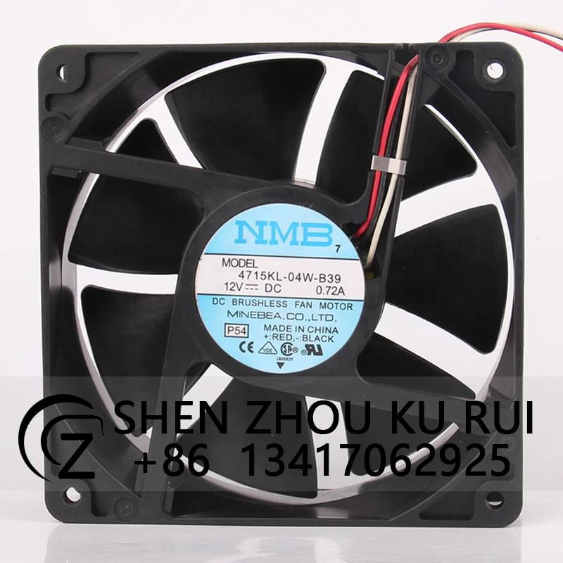 Case Fan Dual Ball Bearing for NMB 12038 120*120*38mm 12CM 4715KL-04W-B39 DC12V 0.72A 3-wire High Airflow Cooling Fan
