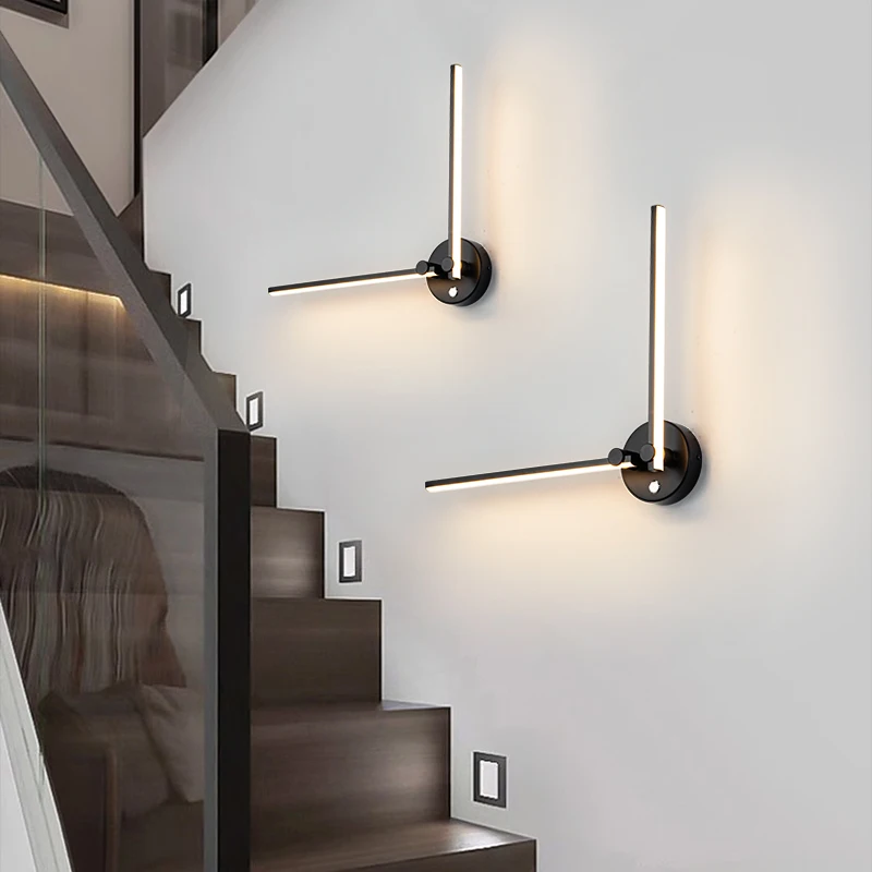 Modern simple linear LED wall lamps Freely adjustable DIY For Bedside foyer corridor Black/White sconce