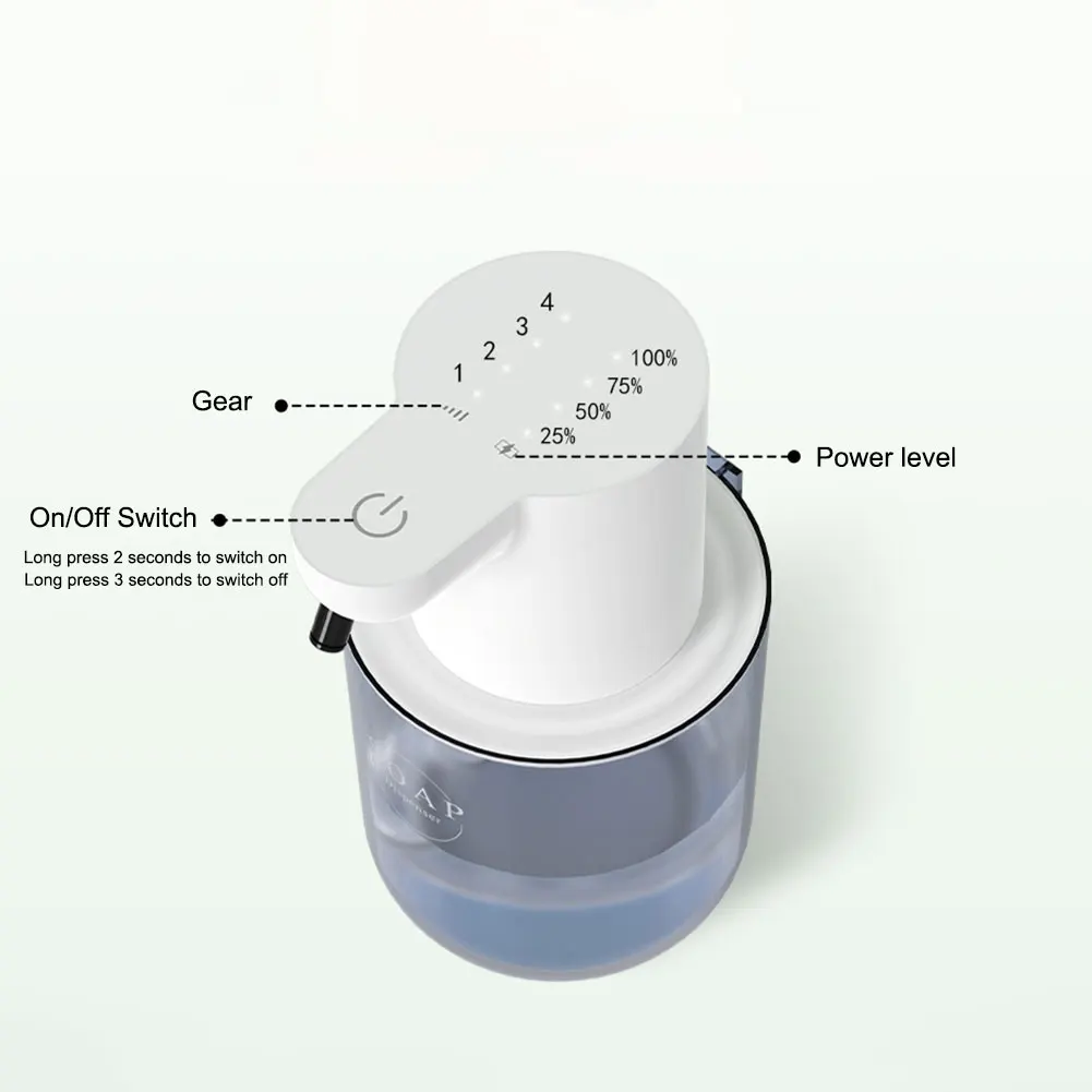 400ml Touchless Soap Dispenser 4 Gears Infrared Sensor Electric Sanitizer Dispenser IPX5 Waterproof Kitchen Bathroom Accessories