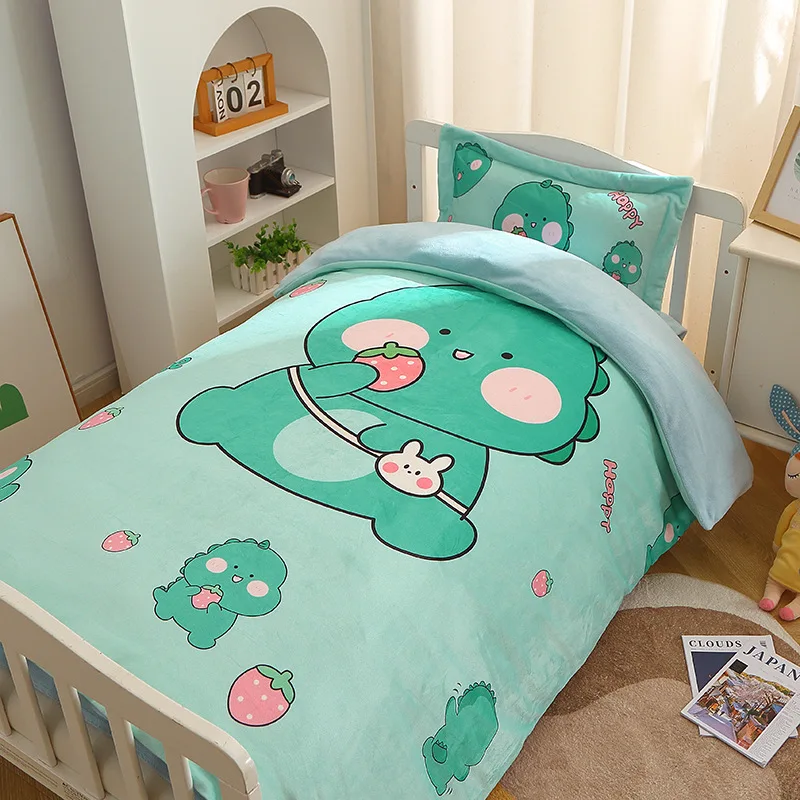 Newborn Baby Quilt Cover Winter Coral Velvet Soft Breathable Baby Sleep Cartoon Printing Quilt Protector Kindergarten Bedding